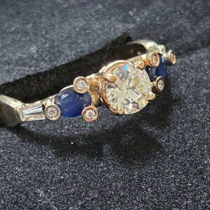 Stunning Totally Custom-Made Diamond and Blue Sapphire Ring! One of a kind!